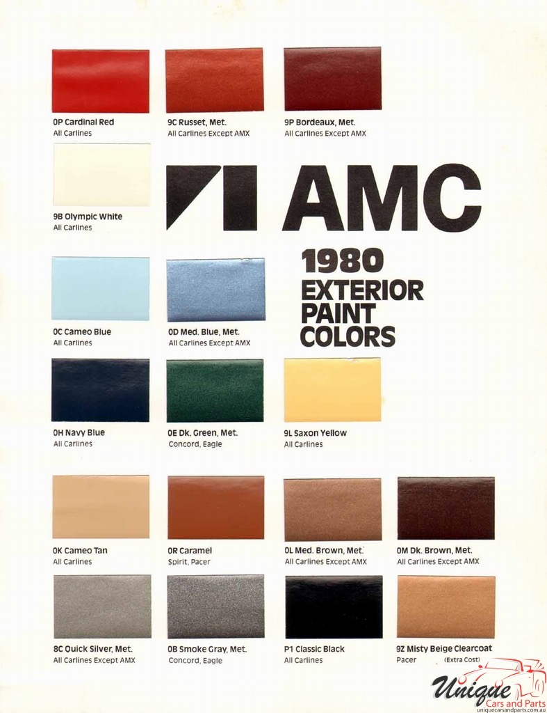 1980 AMC Exterior Color Chart